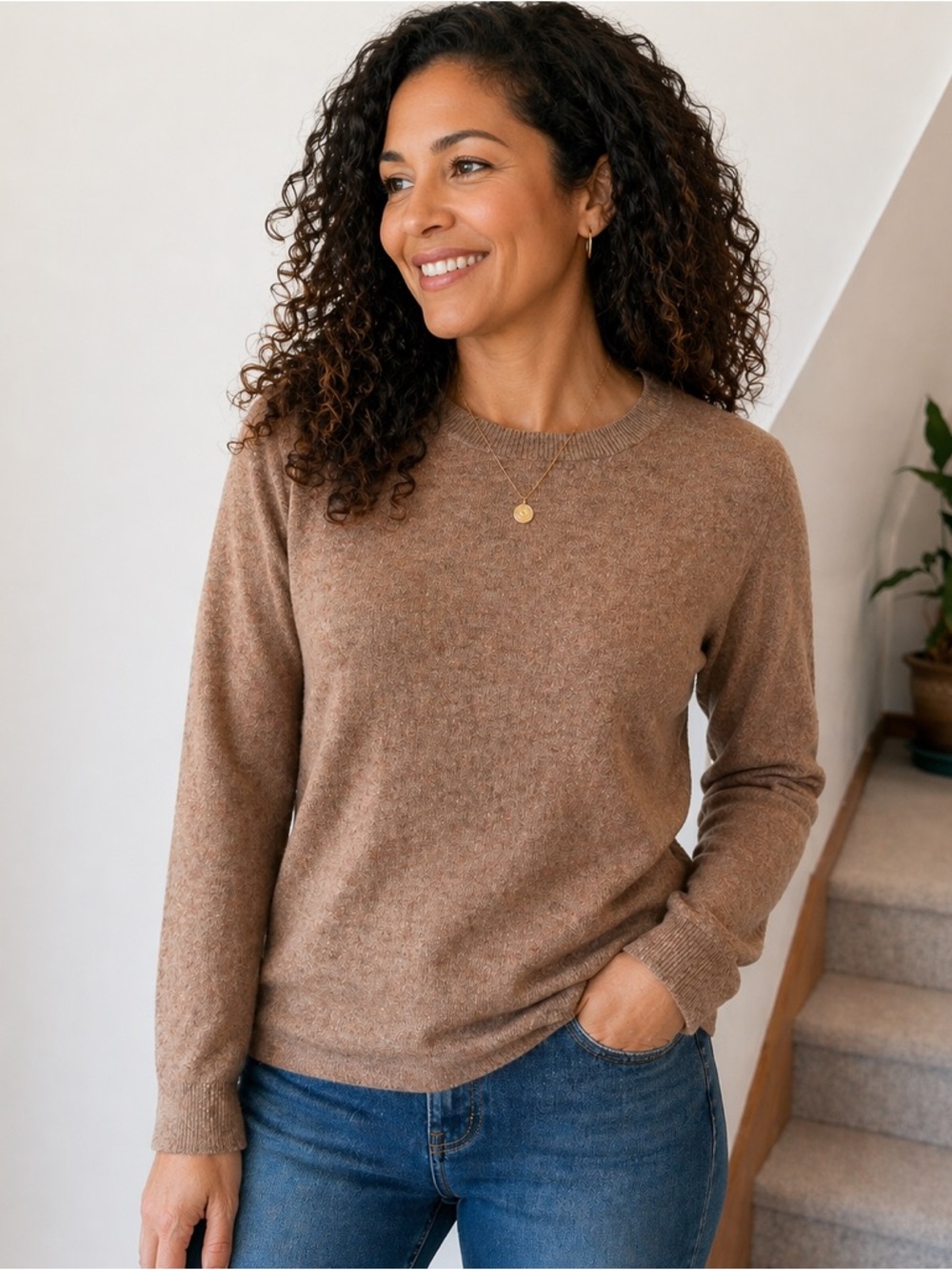 J.Crew Teddie Sweater Medium Rust Heather Crewneck Cotton Wool Lightweight Knit